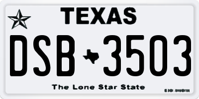 TX license plate DSB3503