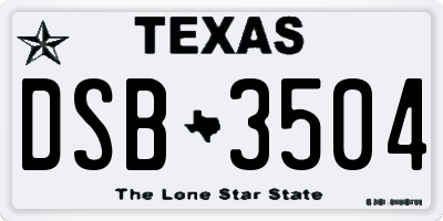 TX license plate DSB3504