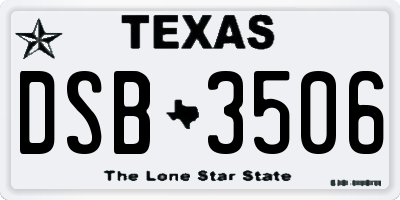 TX license plate DSB3506