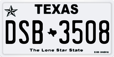 TX license plate DSB3508