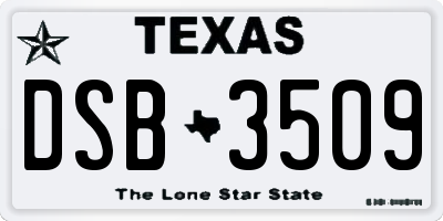 TX license plate DSB3509