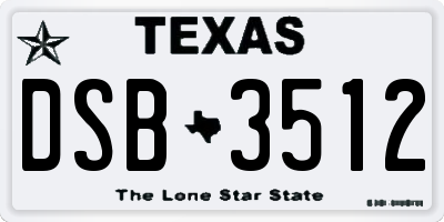 TX license plate DSB3512
