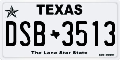 TX license plate DSB3513