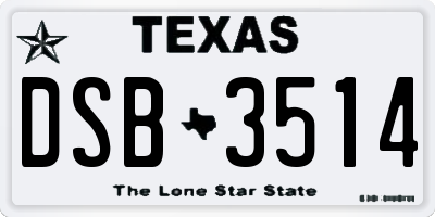 TX license plate DSB3514