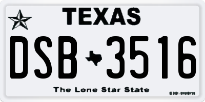 TX license plate DSB3516