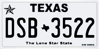 TX license plate DSB3522