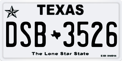 TX license plate DSB3526