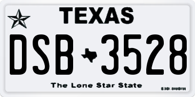 TX license plate DSB3528