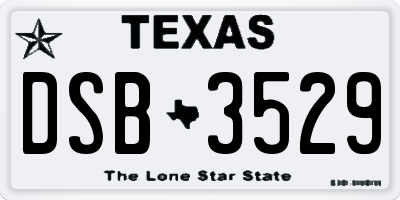 TX license plate DSB3529
