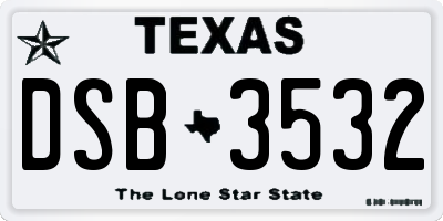 TX license plate DSB3532