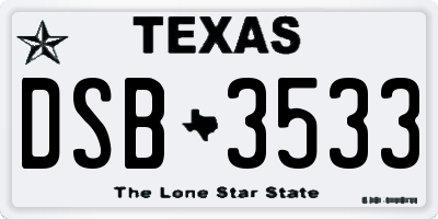 TX license plate DSB3533