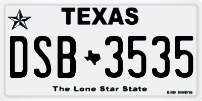 TX license plate DSB3535