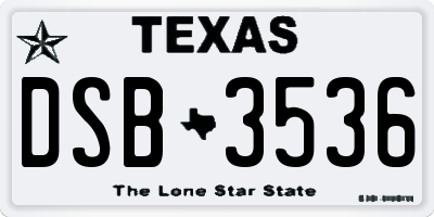 TX license plate DSB3536