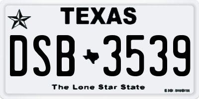 TX license plate DSB3539