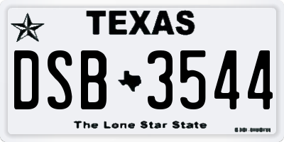 TX license plate DSB3544