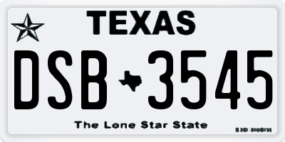 TX license plate DSB3545
