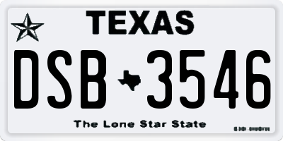 TX license plate DSB3546