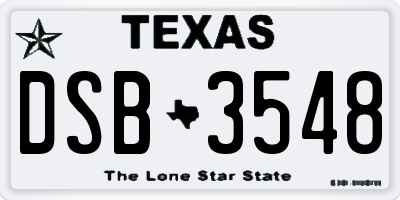 TX license plate DSB3548