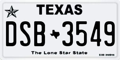 TX license plate DSB3549
