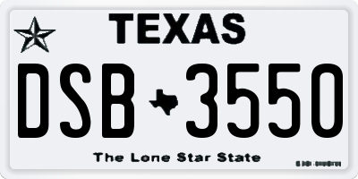 TX license plate DSB3550