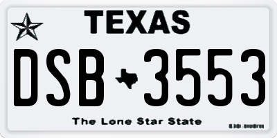 TX license plate DSB3553