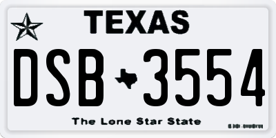 TX license plate DSB3554
