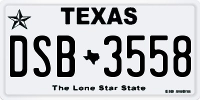 TX license plate DSB3558