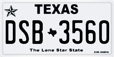 TX license plate DSB3560