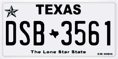 TX license plate DSB3561