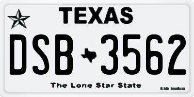 TX license plate DSB3562