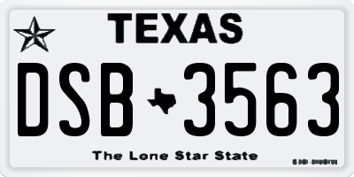 TX license plate DSB3563