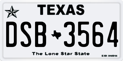 TX license plate DSB3564