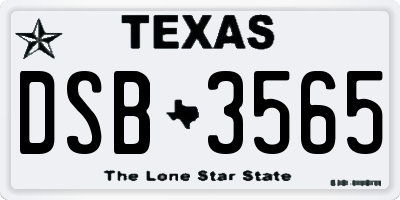 TX license plate DSB3565