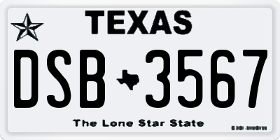 TX license plate DSB3567