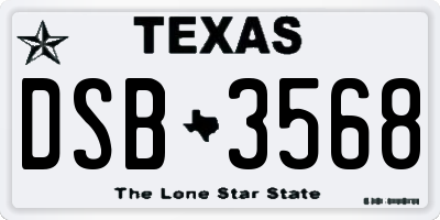 TX license plate DSB3568