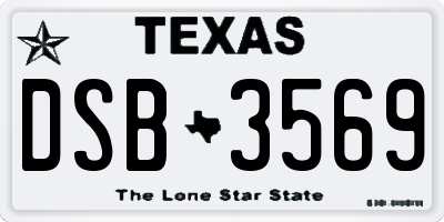 TX license plate DSB3569