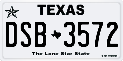 TX license plate DSB3572