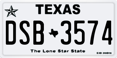 TX license plate DSB3574