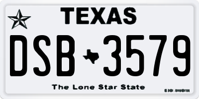TX license plate DSB3579