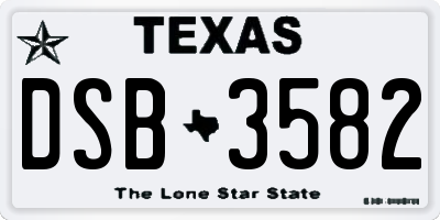 TX license plate DSB3582