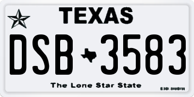 TX license plate DSB3583