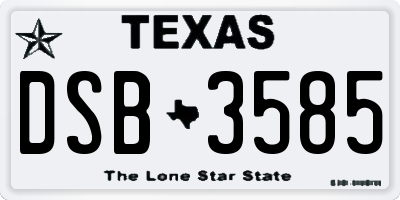 TX license plate DSB3585