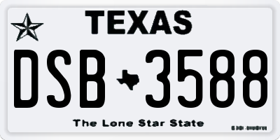 TX license plate DSB3588