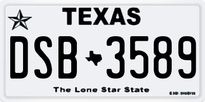 TX license plate DSB3589