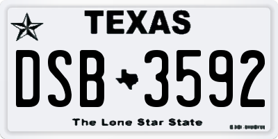TX license plate DSB3592