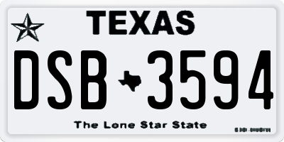 TX license plate DSB3594