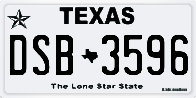 TX license plate DSB3596