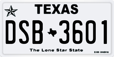 TX license plate DSB3601