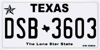 TX license plate DSB3603