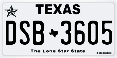 TX license plate DSB3605